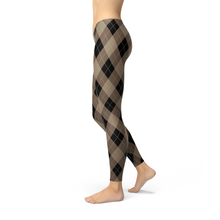 Load image into Gallery viewer, Womens Beige Brown Argyle Leggings