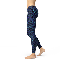 Load image into Gallery viewer, Womens Blue Mermaid Scale Leggings