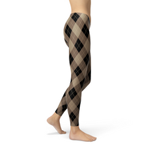 Load image into Gallery viewer, Womens Beige Brown Argyle Leggings