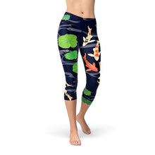 Load image into Gallery viewer, Womens Koi Fish in Pond Capri Leggings