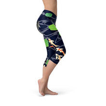 Load image into Gallery viewer, Womens Koi Fish in Pond Capri Leggings