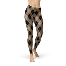 Load image into Gallery viewer, Womens Beige Brown Argyle Leggings